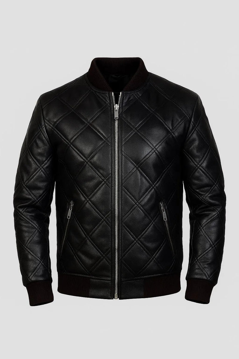 Men’s Elite Diamond Quilted Leather Bomber