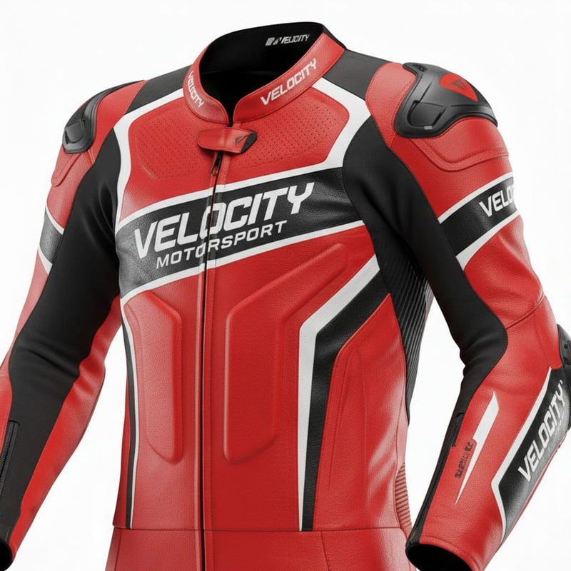 Premium Red & Black Motorcycle Racing Leather Suit – 1-piece
