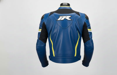 2-Piece Motorcycle Leather Racing Suit – Blue Sport Jacket & Pants