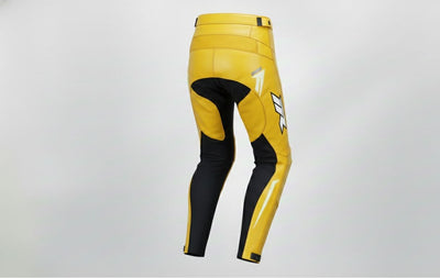 2-Piece Motorcycle Leather Racing Suit – Yellow Sport Jacket & Pants
