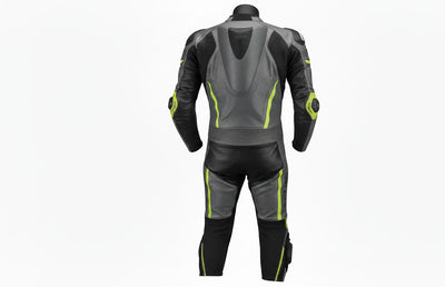 Custom Grey Green 1-Piece Leather Racing Suit Unisex EU