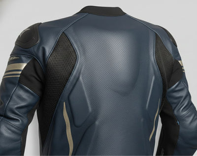 Men’s 1-Piece Motorcycle Leather Racing Suit Blue