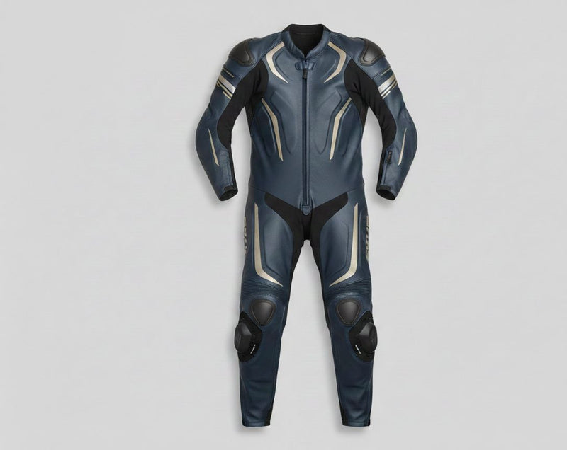 Men’s 1-Piece Motorcycle Leather Racing Suit Blue
