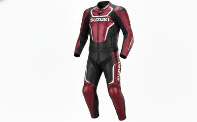 Custom Red Black Racing Leather Suit 1-Piece