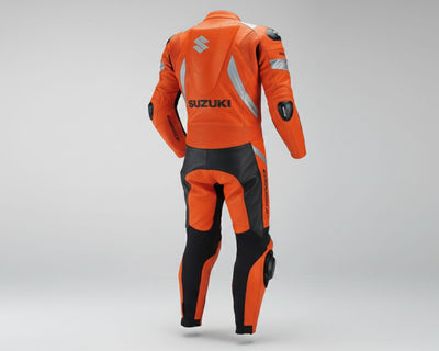 Orange Black 1-Piece Motorcycle Racing Leather Suit