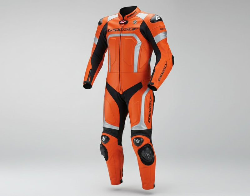 Orange Black 1-Piece Motorcycle Racing Leather Suit
