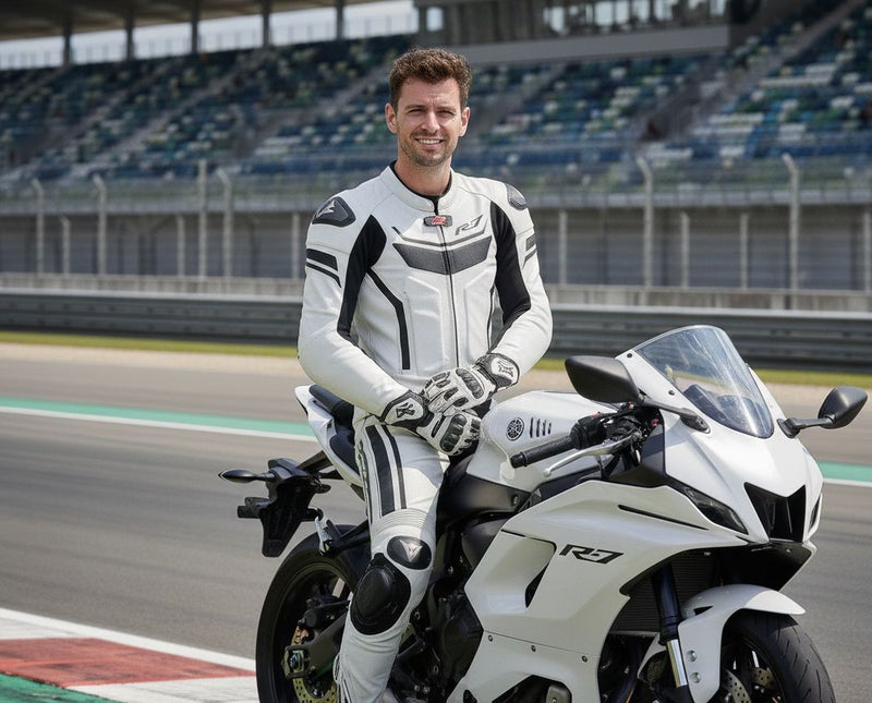 Yamaha R7 1-Piece Leather Racing Suit White Track Pro