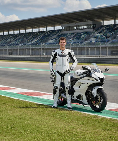 Yamaha R7 1-Piece Leather Racing Suit White Track Pro
