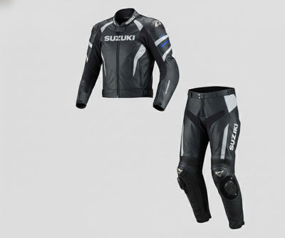 2-Piece Leather Racing Suit Jacket & Pants Track Gear X