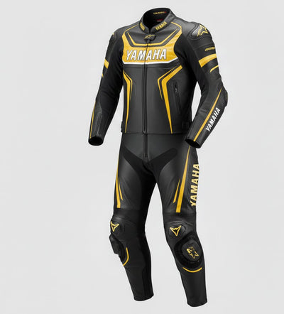 Yamaha Black Yellow Racing Leather Suit 2-Piece Set Pro