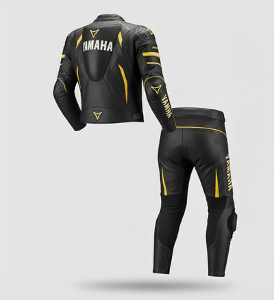 Yamaha Black Yellow Racing Leather Suit 2-Piece Set Pro