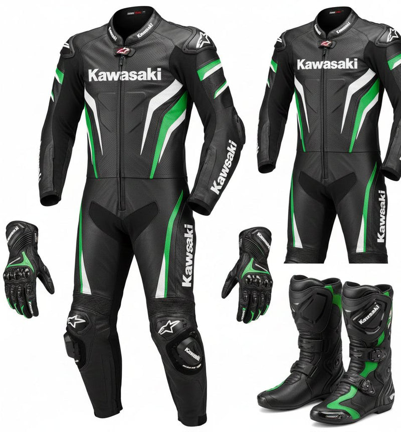 Kawasaki Motorcycle Racing Leather Full Set Gear Kit XL