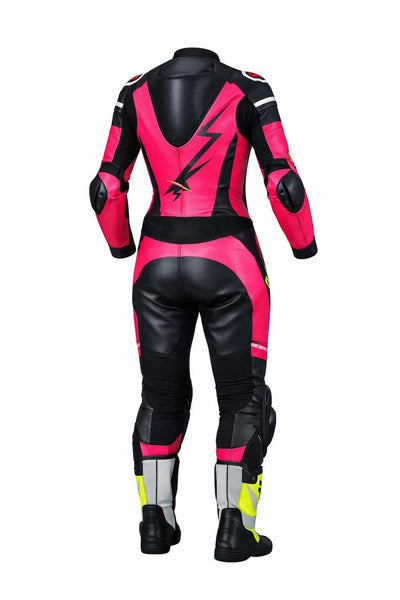 Pro-Volt 1-Piece Leather Racing Suit – Pink & Neon Edition