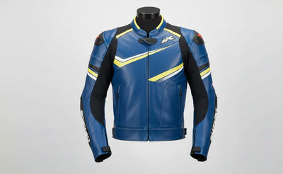 2-Piece Motorcycle Leather Racing Suit – Blue Sport Jacket & Pants