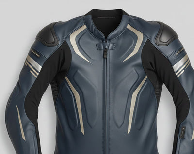 Men’s 1-Piece Motorcycle Leather Racing Suit Blue