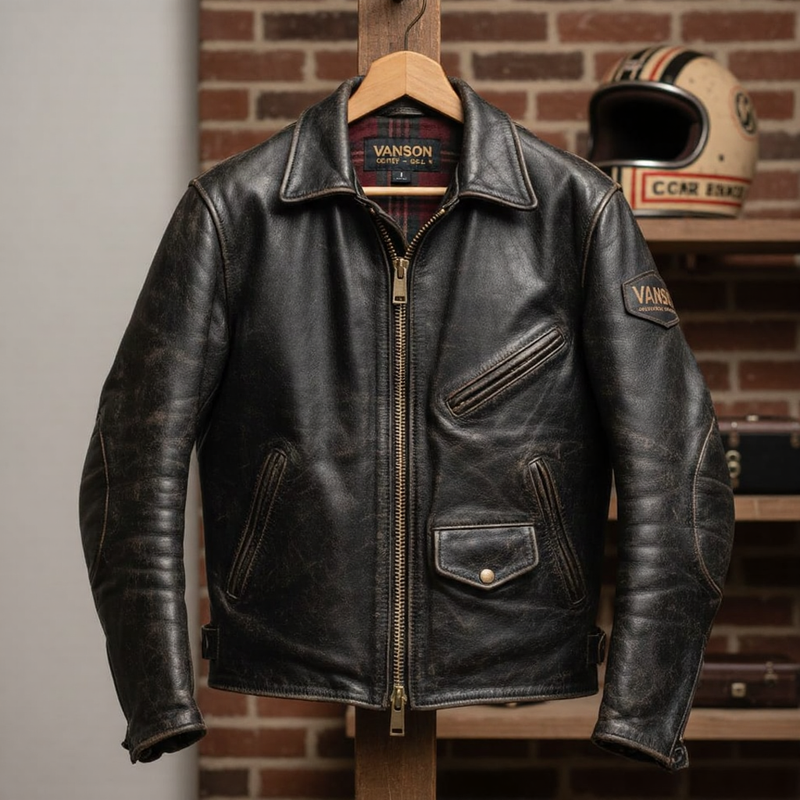 Men’s Urban Icon Patchwork Biker Jacket – Premium Black Leather Edition