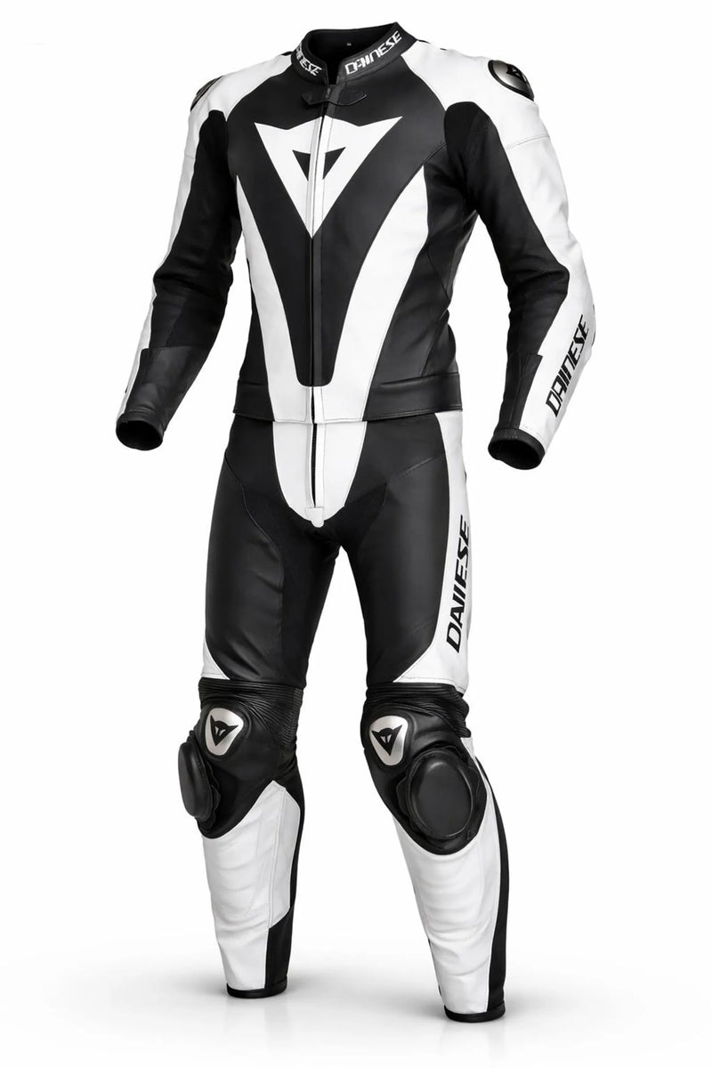 Pro-Circuit 2-Piece Leather Racing Suit – Black & White Edition